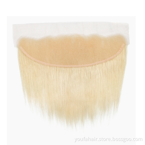 Wholesale 12A Russian Human Virgin Straight Hair Blonde HD Lace Frontal 613# Color 13x4 Transparent Swiss Lace Frontal Vendors